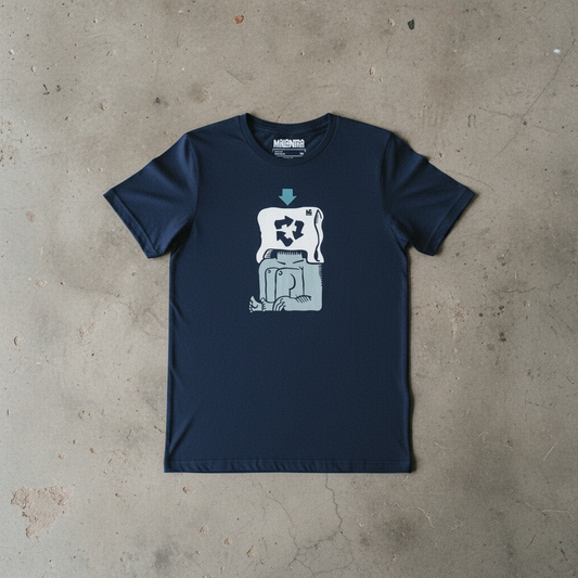 Flat lay camiseta suelo cemento